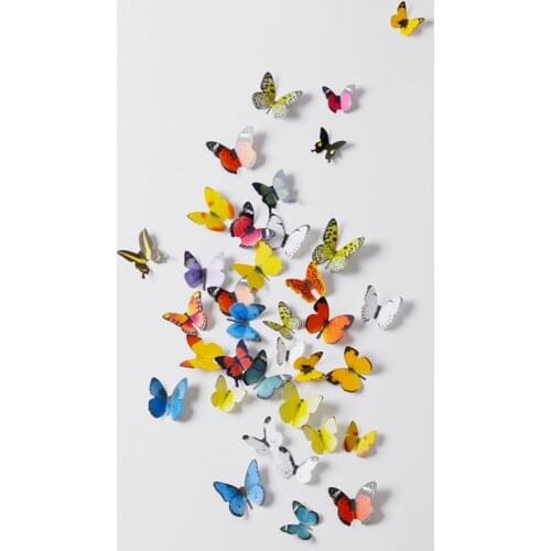 3D Butterfly Wall Stickers Color Three-Dimensional for Refrigerator Window Living Room Home Decoration Waterproof PVC Poster