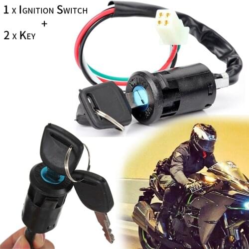 4 Wires Universal 2 Ignition Keys Start Switch Door Lock Key Motorcycle Accessories for ATV Go Kart Scrambling Motorcycle