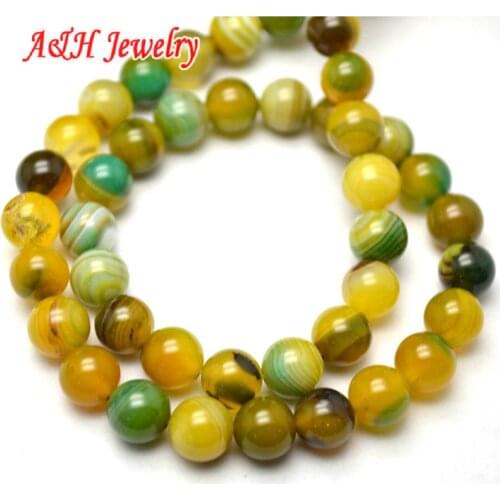 5pcs New Arrival Yellow Color 6~10mm Stone Round Beads 16'' Fashion DIY Jewelry Making Materials