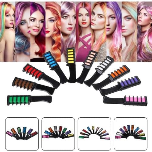 6/8/10 color setting temporary hair chalk comb dye cosplay can wash hair comb party make up
