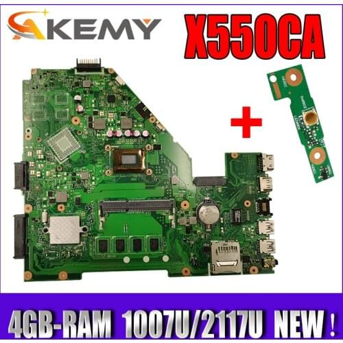 Akmey X550CC Laptop motherboard For Asus X550CA X550CL R510C Y581C X550C original mainboard 4GB-RAM 1007U/2117U CPU
