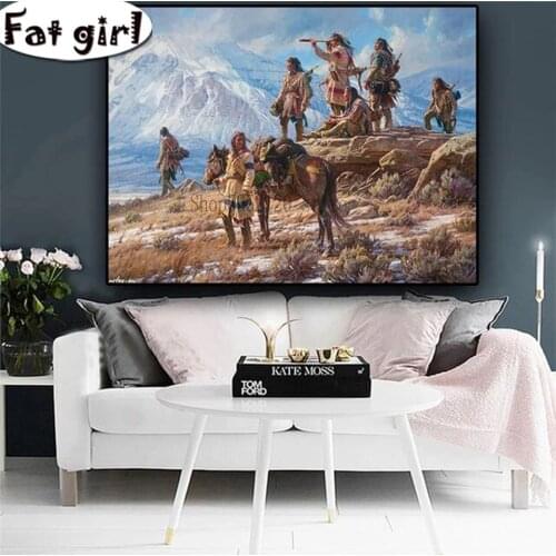 Native Indian Landscape Diy 5D Diamond Painting Embroidery Cross Stitch Mosaic Square Round Drill Handwork Wall Art Picture