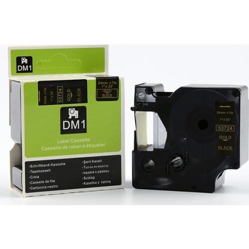 Free shipping 3PK/lot 24mm*7m dymo label maker DYMO D1 gold on black color 53724 for DYMO label printer