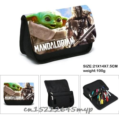 Large Capacity Pencil Case Kawaii Mandalorian Baby Yoda Pencilcase School Pen Case Supplies School Box Pencils Pouch Stationery