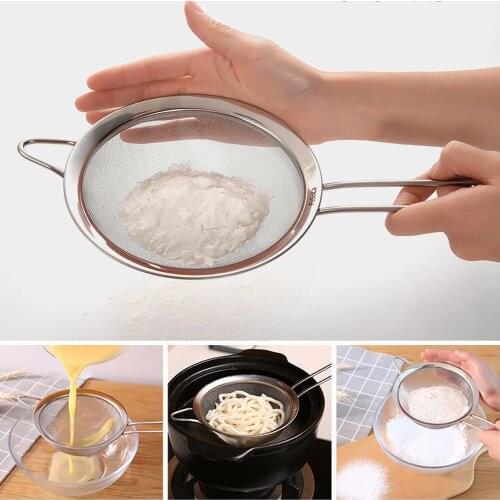 Durablel Stainless Steel Kitchen Flour Handheld Screen Mesh Strainer Flour Sieve Oil Strainer colander