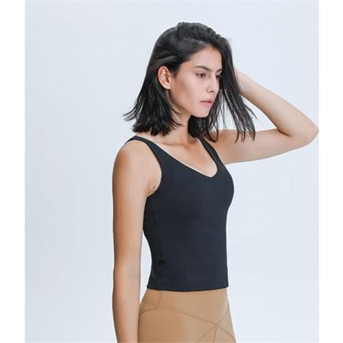 Breathable Women Yoga Vest Skin-friendly Naked Yoga Shirt Beauty Back Padded Bra Workout Fitness Clothes Sleeveless Sports Tops