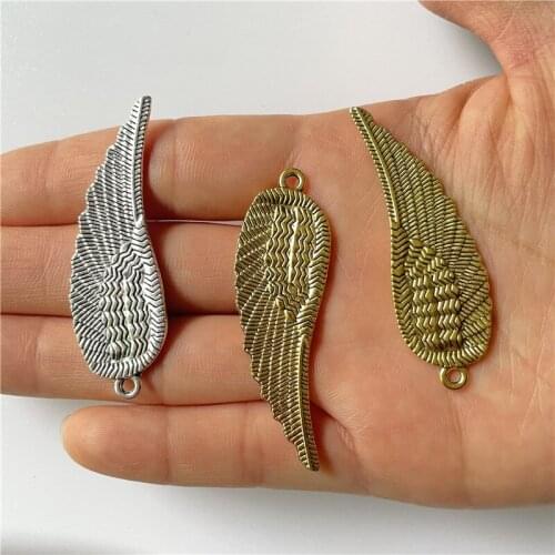 JunKang 10pcs Ancient silver alloy wings pendant for jewelry making DIY handmade bracelet necklace accessory material