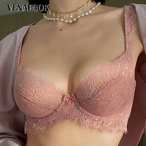 Fashion Lady Transparent Underwear Sexy Bra Set Plus Size Brassiere Lace Embroidery Brand Women Lingerie Set Ultrathin Pink