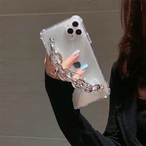 Fashion transparent case For huawei mate 40 30 20 10 Pro P40 P30 P20 P10 Pro Plus lite case Silver Bracelet Hand Holder Cover