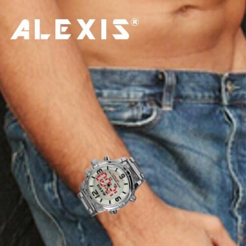 ALEXIS Watch Strong Men Watch Analog LED Digital Large Dial Stainless Steel mens watches