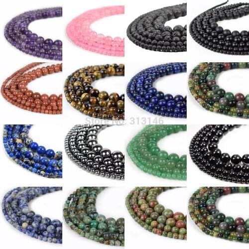 Natural Assorted Mixed Gem Round Loose Strand Stone Beads for DIY Necklace Bracelet Jewelry Making Pick Size 4 6 8 10 12 14mm