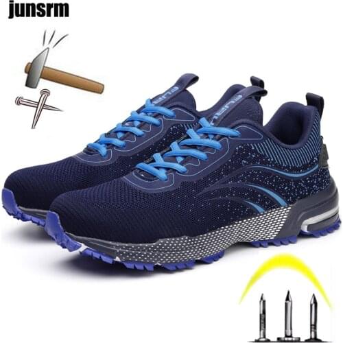 Non-slip safety shoes steel-toed mens lightweight breathable sports shoes puncture-proof protective work boots outdoor EVA+TPR