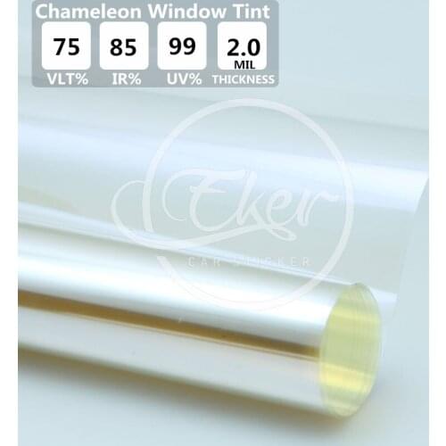 VLT75% UV Rejection99% Chameleon Window Tint High Quality Light Purple Blue PET Chameleon Solar Car Window Tints 1.52x15M