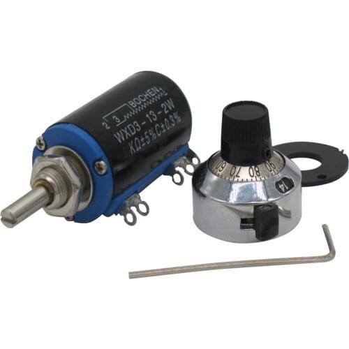 1pcs WXD3-13-2W Shaft Dia 2k2 ohm Rotary side Multiturn Potentiometer 10 turn potentiometer 10 ring + 1PCS Digital knob