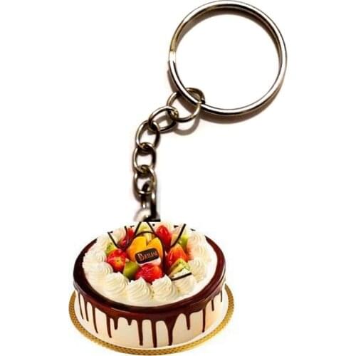 QiYuFang Birthday Cake Acrylic Chain Keychain Car Keyring Men Bag Women Key Ring Keychains Cameras Keyrings Toy Gift Friend Xmas