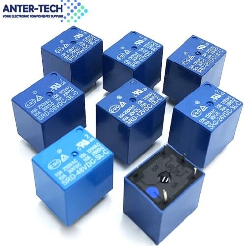 Relays SRD-05VDC-SL-C SRD-12VDC-SL-C SRD-24VDC-SL-C SRD-48VDC-SL-C 5 Pin DC 3V 5V 6V 9V 12V 24V 48V 10A 250VAC 5PIN Power Relays