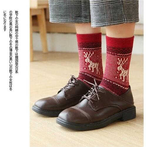 Cartoon Elk Wool Socks Halloween Tube Socks Christmas Socks Thicken Warm Vintage Style Colorful Socks
