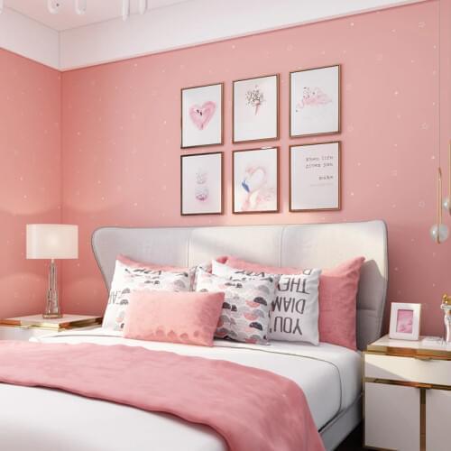 Lovely Pink Star Wallpaper Girl Bedroom Decor Self Adhesive PVC Wall Paper Baby Boy Kids Rooms Furniture Stars Wallpapers QZ167