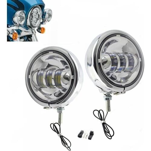 4-1/2" 4.5inch LED Auxiliary Spot Fog Passing Light Lamp with Housing Ring Mount Bracket for Touring Electra Glide