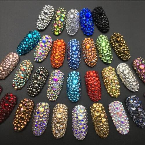 Swarovsky Mix size SS3-SS30 Super Glitter Crystal AB Rhinestones Flat Back Glass Chameleon Nail Rhinestones