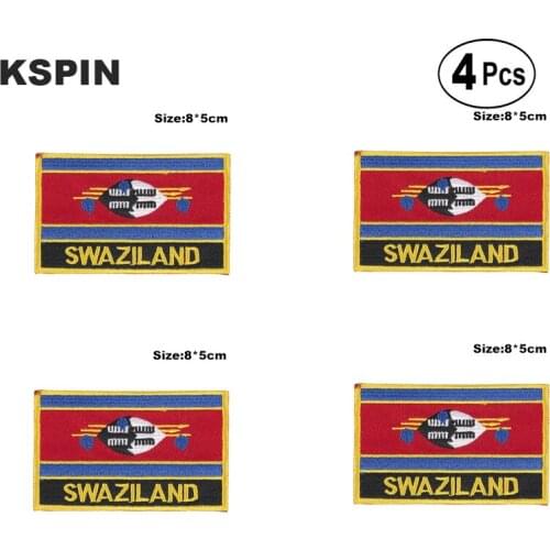 Swaziland Rectangular Shape Flag Iron on Saw on Patches Embroidered Flag Patches National Flag Patches for Clothing