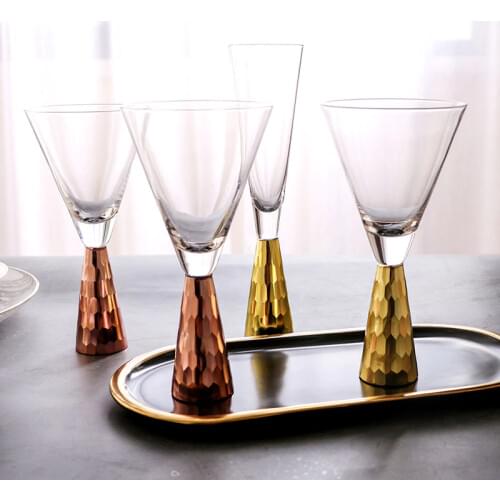 Creative Luxury Plating Gold Red Wine Glasses Gold Base Wine Glasses Bar Club Wine Champagne Glass Cup