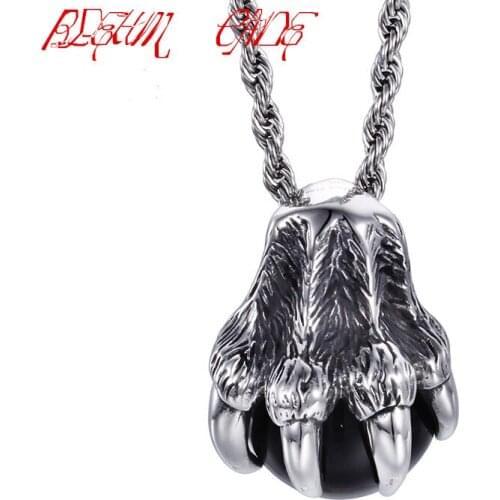 Unique 316L Stainless Steel Sharp Wolf Eagle Devils Claws Pendant Necklaces For Men