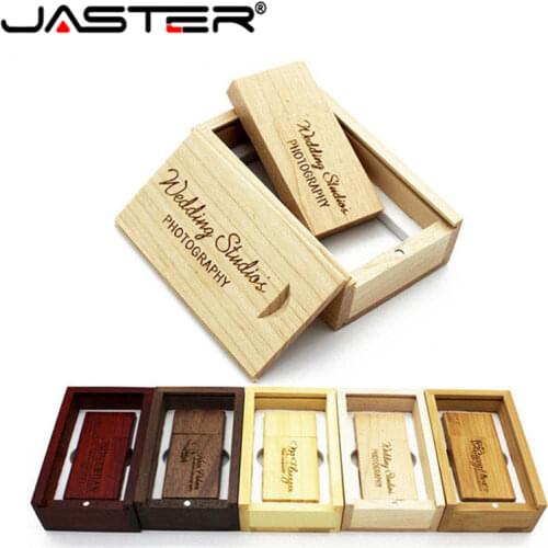 JASTER 1PCS Free Custom Logo Wooden USB Flash Drive Pendrive 64GB 16GB 32GB 64GB 128GB Custom LOGO For Photography Wedding Gift