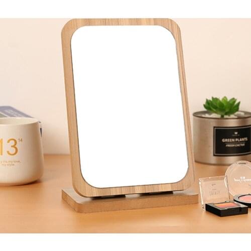 Makeup Mirror Wood Bathroom Accessories Standable Desktop Decoration Mirror High Clear Standing Cosmetic Dresser Mirror