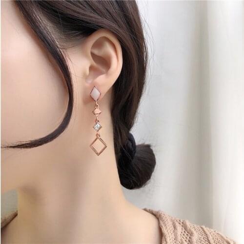 TIMEONLY Asymmetric Bling Rhinestones Long Tassel Earring for Women Girls Simple Hollow Metal Earrings Party Gifts Jewellery