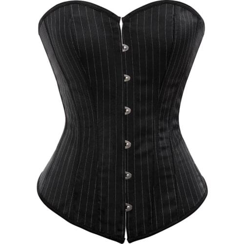 Corsets and Bustiers for Women Gothic Pinstripe Tight Lace Corselete Sexy Push Up Showgirl Renaissance Carnival Fiesta Party