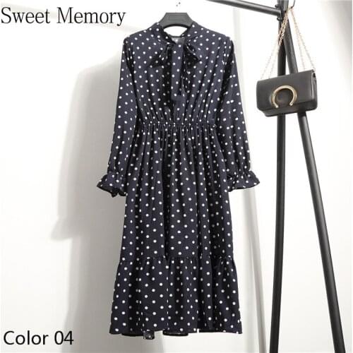 25 Colors Sweet Memory Office Lady Robe 2021 Chiffon Party Dresses Women Full Sleeve Flower Print Floral Bohemian Dress Vestido