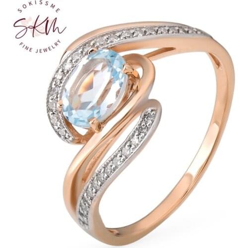SKM Vintage rings topaz rings for women 14k rose gold delicate Engagement rings designer Promise Luxury Fine Jewelry
