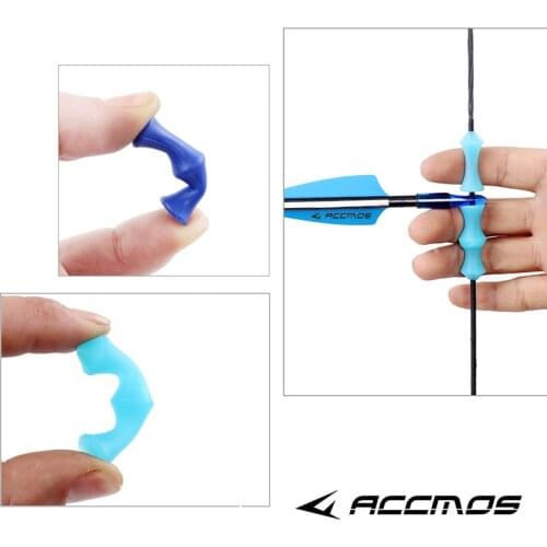 1 Set 4 Color Bowstring Finger Tab Guard Bowstring Saver Protective Finger Silicon Release for Archery Bow Recurve Bow