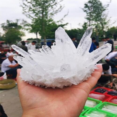 1pcs Natural white crystal irregular cluster quartz crystal cluster natak decorated chakra healing reiki pillar points