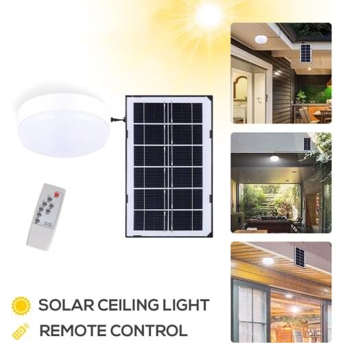 18W Solar LED Ceiling Light with Remote Control 5M Cable White Light Solar Lights Indoor for Shed, Yard, Patio, Garden, Garage