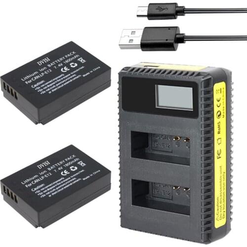 2Pcs LP-E12 LP E12 Rechargeable Camera batteries + USB Dual LCD Charger for Canon EOS M M2 100D EOSM EOS M2 EOS 100D