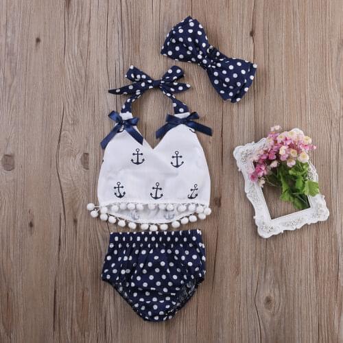 3pcs New Baby Girl Cotton Tops+Briefs Shorts Outfit Set Sunsuit Summer Beach Clothes Outfits Set 0-24M