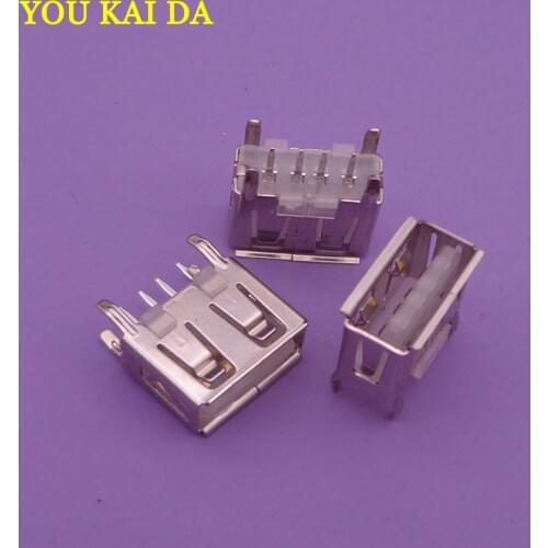 5Pcs/lot A Type Flat Angle (180 Degree) Female USB PCB Connector Socket, USB Jack Plug usb 2.0 jack