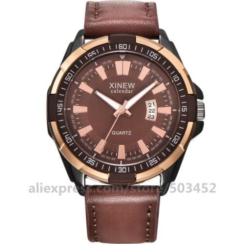 50pcs/lot XINEW 5538 Calendar Watches Men Sport PU Belt Reloj Stud Scale Hombre Factory Price Watch Cool Fashion Men Wristwatch