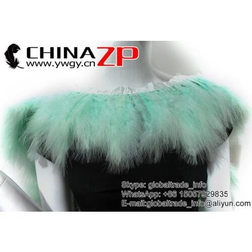 6-8 Inch Manufacturer in CHINAZP Factory Beautiful Dyed Aqua Green Marabou Turkey Fluff Feather Fringe Trim