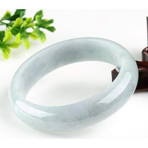 Authentic A jade jade womens bracelet Myanmar jade 59 round bracelet natural jade bracelet light green floating purple send cer