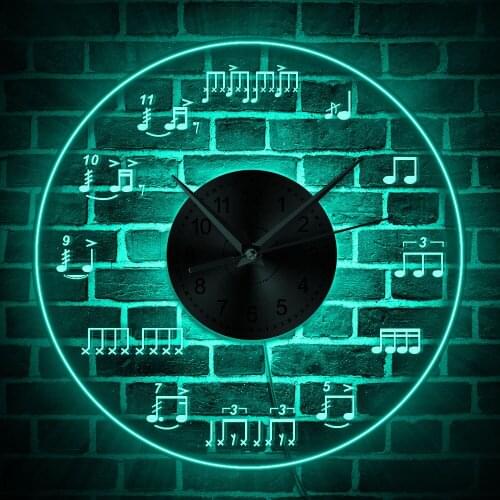 1Piece Drum Notes Wall Clock Music Notes Wall Art Home Decor Time Clock Gift Idea For Drummer Musician Music Lover Timepiece