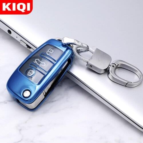TPU 3 Button Remote Car Key Case Cover Holder Key Chain Ring for Audi A1 A3 A4 A5 Q7 A6 C5 C6 Soft Shell Protector Accessories