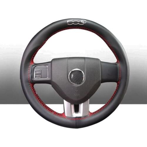 15 Inch Genuine Leather Braided Steering Wheel Cover for Fiat 500c Car Interior Accessories