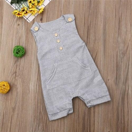 Newborn Baby Boys Girls free shipping Clothes Button striped round neck sleeveless Romper kids Toddler Jumpsuit One-Pieces