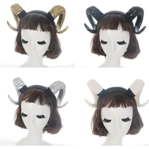 Gothic horn handmade headdress for Halloween role play props man woman devil headdress horn hairpin Headband
