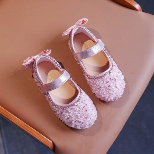 Girls' Crystal Shoes 2021 Summer New Butterfly-knot Princess Shoes Performance Kids Sweet Fashion All-match Chic for Wedding Hot