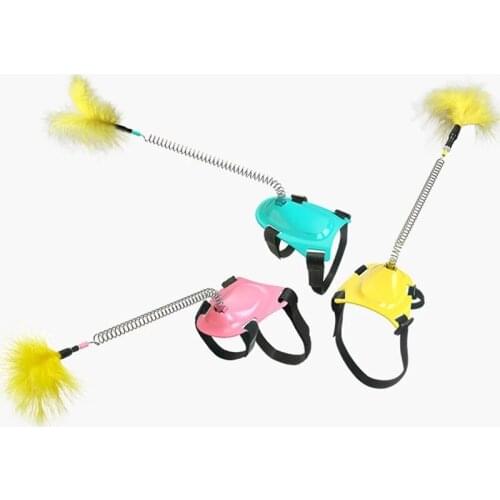 Cat Toys Funny Wand Interactive Feather Foot-Wearing Resilient Spring Stick Teaser Foot Playing Pet Product Toy Cats Accessories