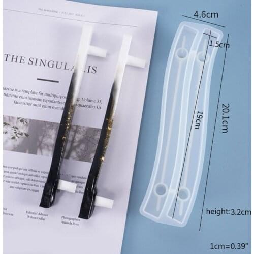 Crystal Epoxy Resin Mold Fruit Plate Bending Handle Casting Silicone Mould DIY Crafts Jewelry Making Tool